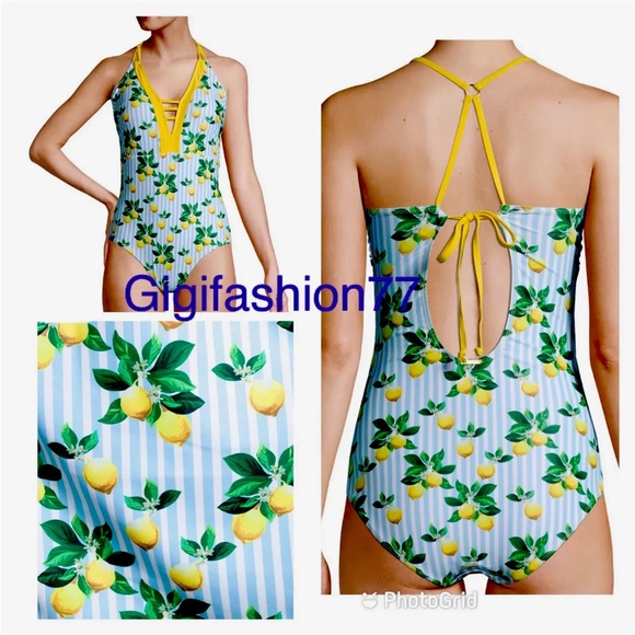 Nicole Miller Studio lemons  Plunged One piece swimsuit - Picture 1 of 8